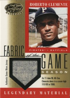 2001 Leaf Certified Materials Fabric of the Game #5SN Roberto Clemente/29