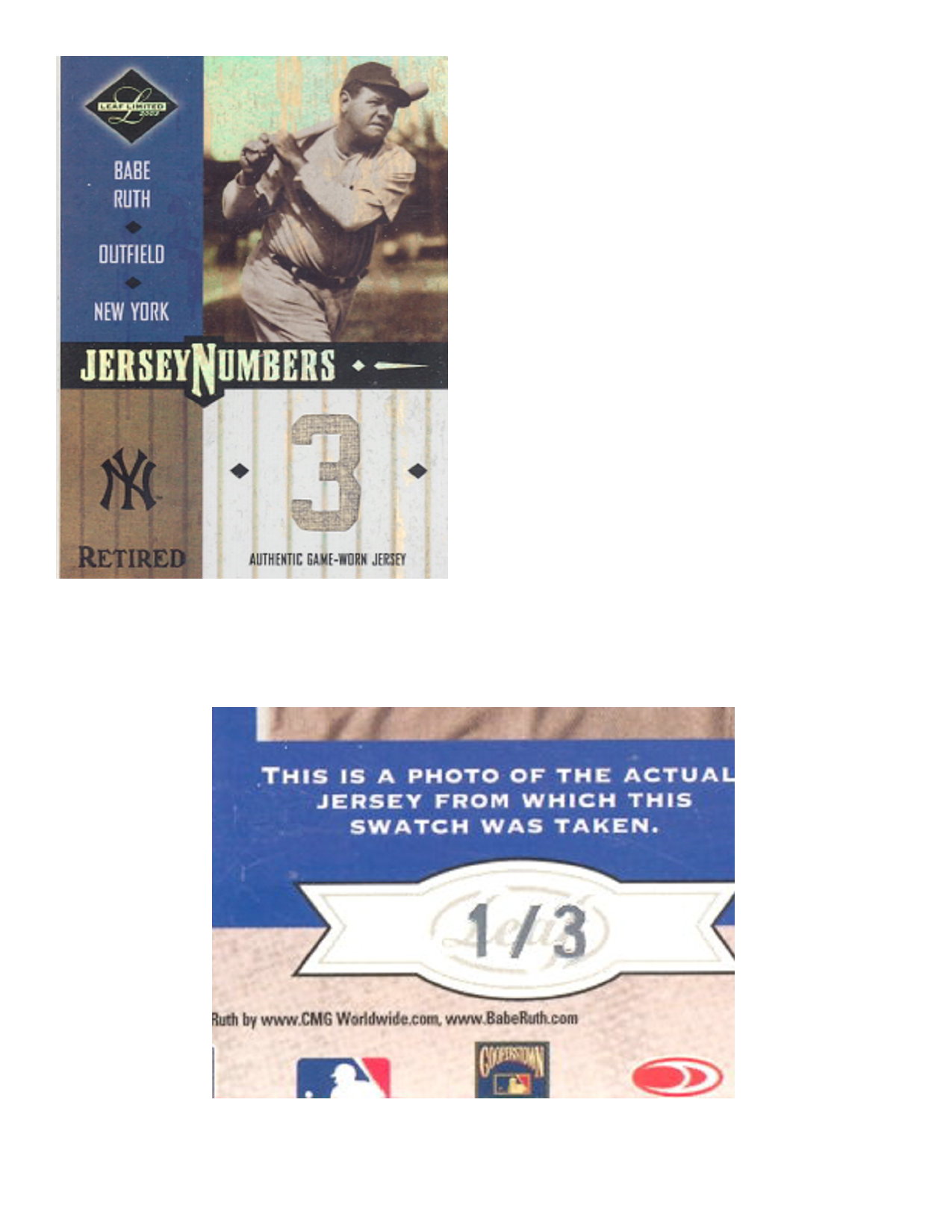 2003 Leaf Limited Jersey Numbers Retired #17 Babe Ruth/3