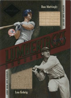 2003 Leaf Limited Lumberjacks Bat-Jersey Silver #40B Don Mattingly Bat/Lou Gehrig Jsy/5
