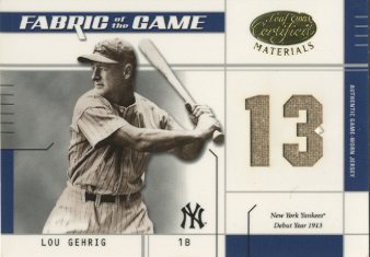 2003 Leaf Certified Materials Fabric of the Game #14DY Lou Gehrig DY/13