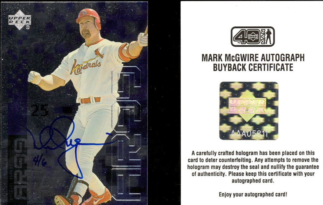 2002 Upper Deck 40-Man Mark McGwire Autograph Buybacks #23 Mark McGwire 99 AR/6