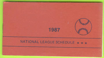 1987 National League Baseball Pocket Schedule 