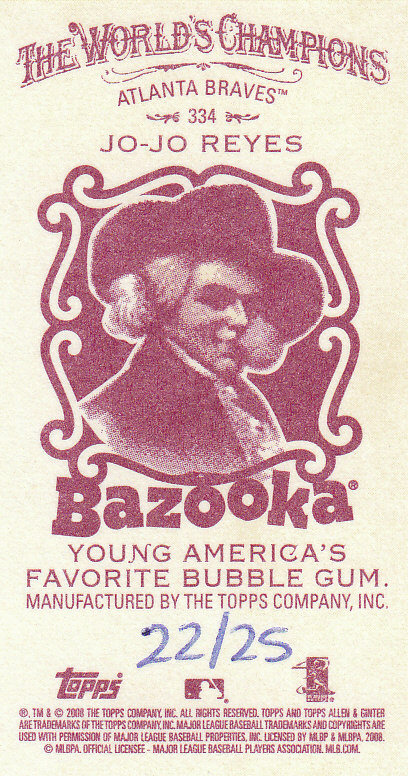 2008 Topps Allen and Ginter Baseball "Mini Bazooka" Parallel Cards - Picture 5 of 5