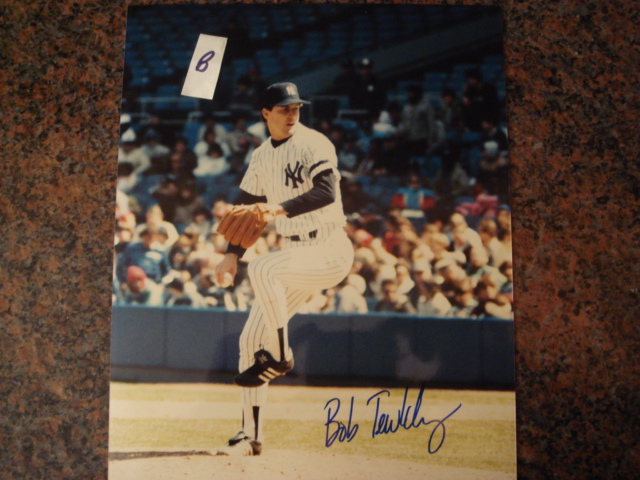 Bob Tewksbury Autographed 8 X 10 Yankee Picture With COA pose B