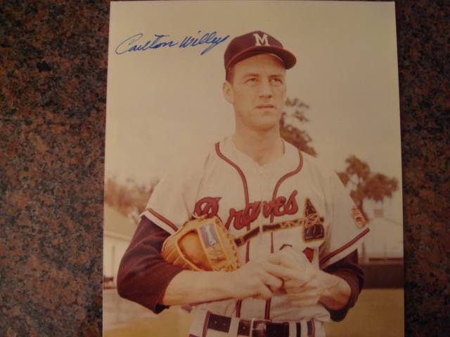 Carlton Willey Autographed 8 X 10 Braves Picture With COA