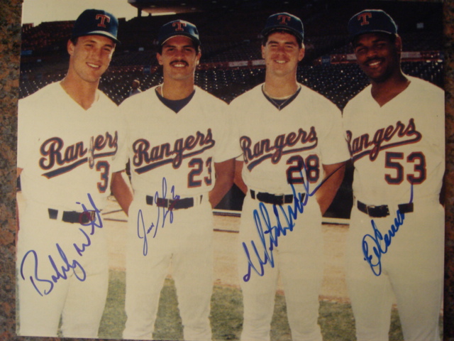Bobby Witt/Jose Guzman/Mitch Williams/Ed Correa Autographed 8 X 10 Rangers Picture With COA