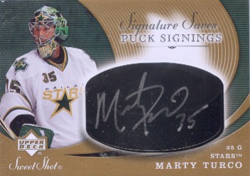 2007-08 Sweet Shot Signature Saves Puck Signings #SSPMT Marty Turco