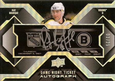 2008-09 UD Black Game Night Autographs Tickets #GNRB Ray Bourque
