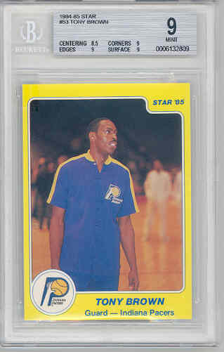 1984-85 Star Co. NBA #53 Tony Brown - Indiana Pacers - BGS 9 MINT