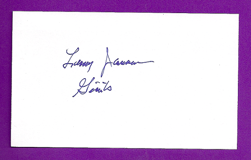 Larry Jansen 3x5 index card Autograph Played 1947-56 New York Giants, Cincinnati Reds (NC1)
