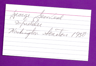 George Genovese Auto 3x5 index card Autograph Played 1950 Washinton Senators (NC99)