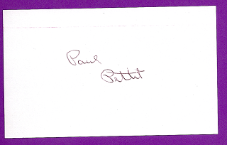 Paul Pettit Auto 3x5 index card Autograph Played 1951, 1953 Pittsburgh Pirates (NC102)