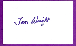 Tom Wright Auto 3x5 index card Autograph Played 1948-56 Boston Red Sox, St. Louis Browns, Chicago White Sox, Washington Senators (NC130)