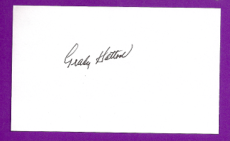 Grady Hatton Auto 3x5 index card Autograph Played 1946-60 Cincinnati Reds, Chicago White Sox, Boston Red Sox, St. Louis Cardinals, Baltimore Orioles (NC155)