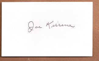 Joe Kirrene Auto 3x5 index card Autograph Played 1950, 54 Chicago White Sox (NC172)