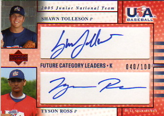 2005-06 USA Baseball Junior National Team Future Category Leaders Dual Signatures Blue #8 Shawn Tolleson/Tyson Ross