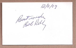 Bob Kelly Auto 3x5 index card Autograph Played 1951-58 Chicago Cubs, Cincinnati Reds, Cleveland Indians (NC180)