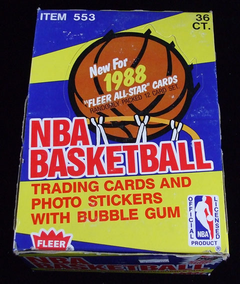 1988-89 88/89 Fleer Basketball Wax Box (12 cards + 1 sticker per pack / 36 packs per box) Jordan & Others!