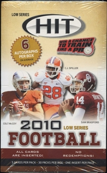 2010 Sage Hit Low Series 1 Football Factory Sealed Hobby Box - 6 ON CARD AUTOGRAPHS Per Box On Avg. - Possible Colt McCoy Toby Gerhart + An Adrian Peterson Card - In Stock Now   