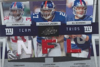 2009 Absolute Memorabilia Team Trios Materials NFL #8 Aaron Ross/Brandon Jacobs/Eli Manning