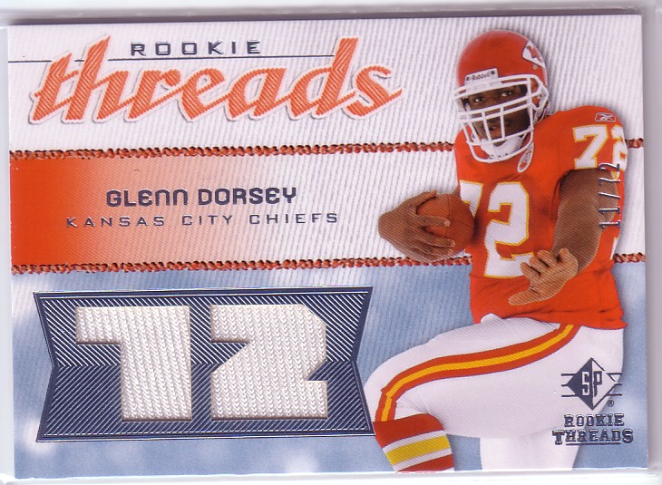 2008 SP Rookie Threads Rookie Threads Jersey Number #RTGD Glenn Dorsey/72