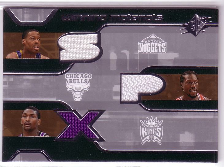 2007-08 SPx Winning Materials Triples #CAW Marcus Camby/Ben Wallace/Ron Artest