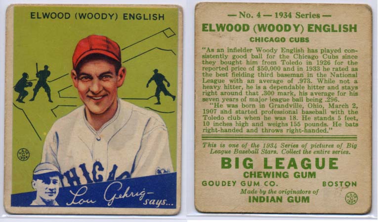 1934 Goudey #4 Woody English
