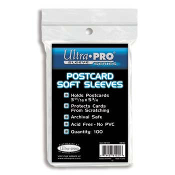 Ultra-Pro #81225  Post Card Soft Sleeves 3 11/16 x 5 3/4 (5 packs of 100)