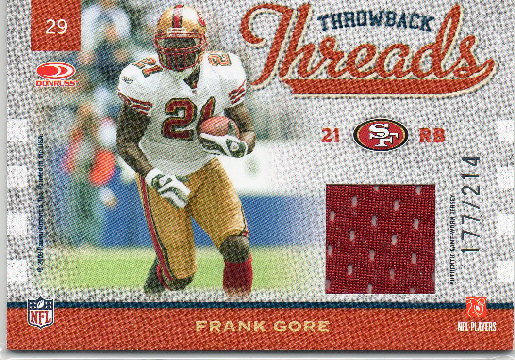 2009 Donruss Elite Throwback Threads #29 Frank Gore/214