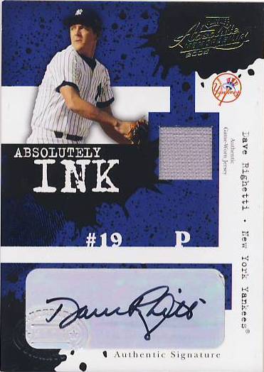 2005 Absolute Memorabilia Absolutely Ink Swatch Single #AI86 Dave Righetti Jsy/50