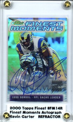 2000 Topps Finest Football #FM14R Kevin Carter Finest Moment Autograph REFRACTOR St Louis RAMS NICE!