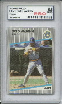 Greg Vaughn, 1989 Fleer Update Rookie Card Card #U-41, Graded Mint+ 9.5