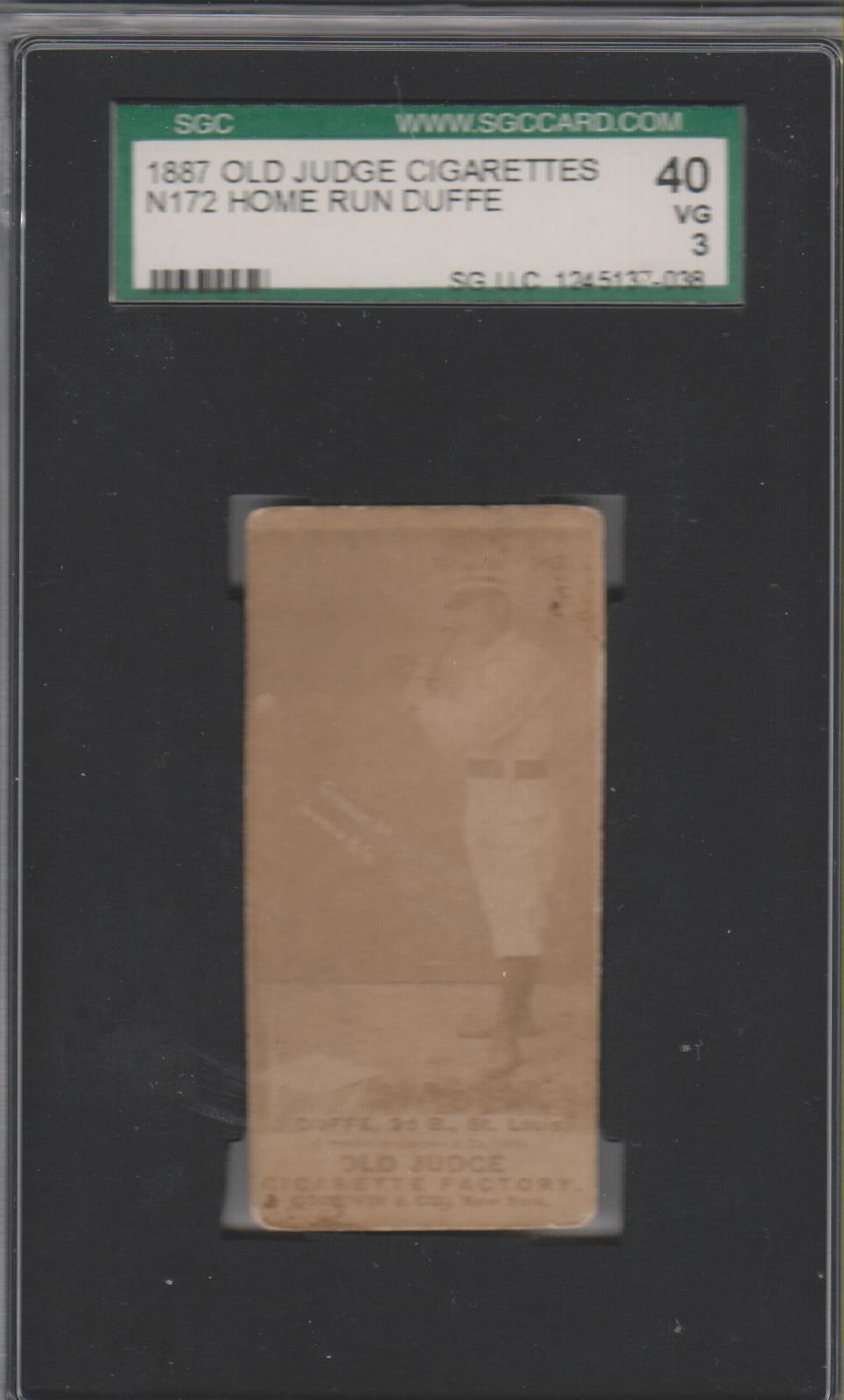1887-90 Old Judge N172 #148 Home Run Duffe - SGC 40 = PSA 3 - Actual Scan -  VG - Bakersfield.cards