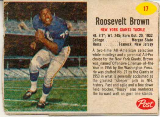 1962 Post Cereal #17 Roosevelt Brown