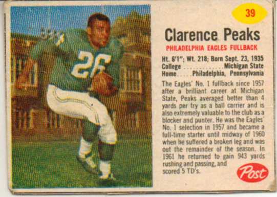 1962 Post Cereal #39 Clarence Peaks