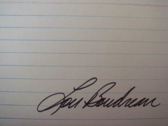 Lou Boudreau Autographed 3 X 5 Card With COA