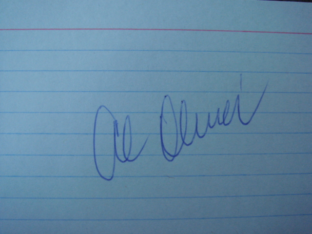 Al Oliver Autographed 3 X 5 Card With COA