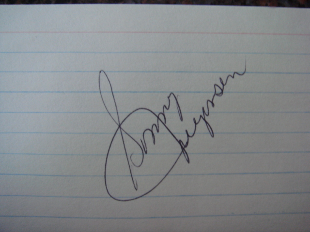 Sonny Jurgensen Autographed 3 X 5 Card With COA