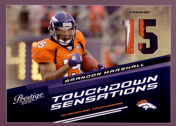 2010 Prestige Touchdown Sensations Materials Prime #2 Brandon Marshall/50