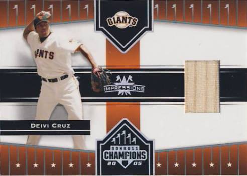 2005 Donruss Champions Impressions Material #99 Deivi Cruz Giants Bat T3
