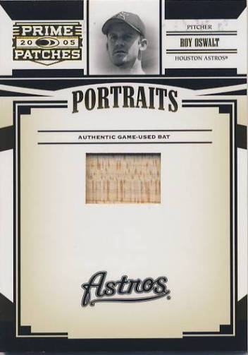 2005 Prime Patches Portraits Bat #9 Roy Oswalt/100