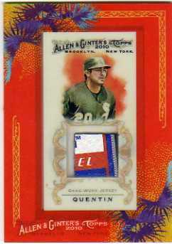 2010 Topps Allen and Ginter Relics #CQ Carlos Quentin Multi-Color Game-Worn Jersey Majestic Patch Card 