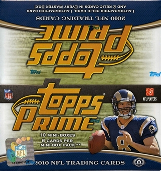 2010 Topps PRIME Football Factory Sealed HOBBY Box With 2 AUTOGRAPHS ( 1 Prime Level Multi Relic ) & 2 Relic Cards Per Box - In Stock Now     