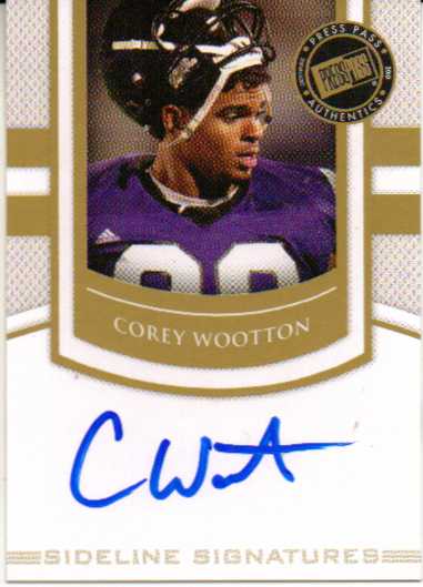 2010 Press Pass PE Sideline Signatures Gold #SSCW Corey Wootton