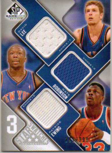 2009-10 SP Game Used 3 Star Swatches 35 #3SELR Patrick Ewing/Nate Robinson/David Lee