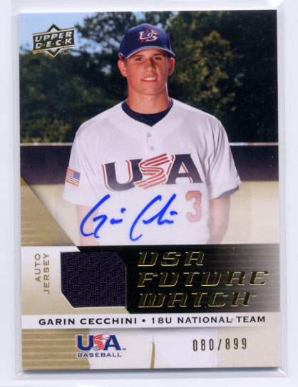 2009 Upper Deck Signature Stars USA National Team Future Watch Jersey Autographs #25 Garin Cecchini/899
