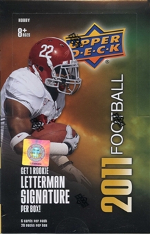 2011 Upper Deck Football Sealed Factory Sealed HOBBY Box With 3 AUTOGRAPHS ( 1 Rookie Letterman Auto Card ) Per Box - In Stock Now   