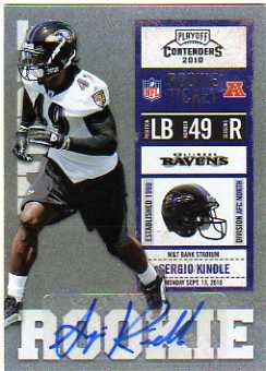 2010 Playoff Contenders #163 Sergio Kindle AU RC