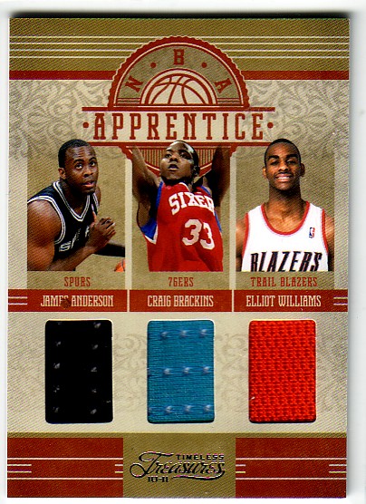 2010-11 Timeless Treasures NBA Apprentice Materials Triple #7 James Anderson/Craig Brackins/Elliot Williams
