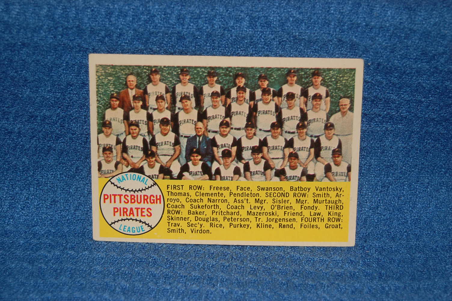 1958 Topps #341 Pittsburgh Pirates TC